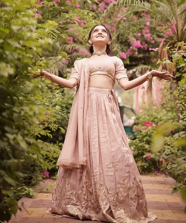 Peach_Stylish_Fully_Stitched_Lehenga-Choli_Set_For_Girls