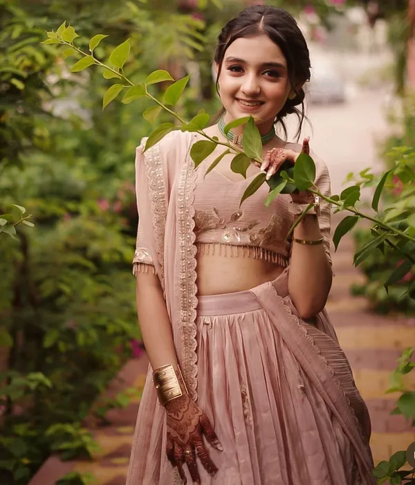 Peach_Stylish_Fully_Stitched_Lehenga-Choli_Set_For_Girls