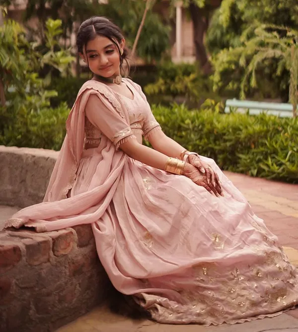 Peach_Stylish_Fully_Stitched_Lehenga-Choli_Set_For_Girls