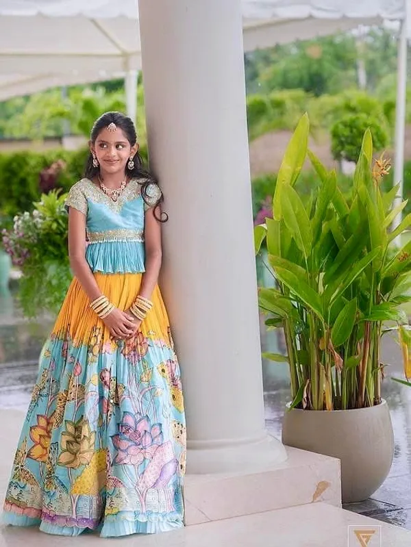 Multicolor_New_Designer_Kedia_Style_Fully_Stitched_Lehenga_Set_For_Girls