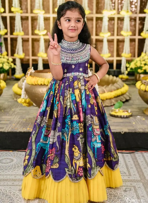 Multicolor_Beautiful_Full_Stitched_Gown_Set_For_Girls