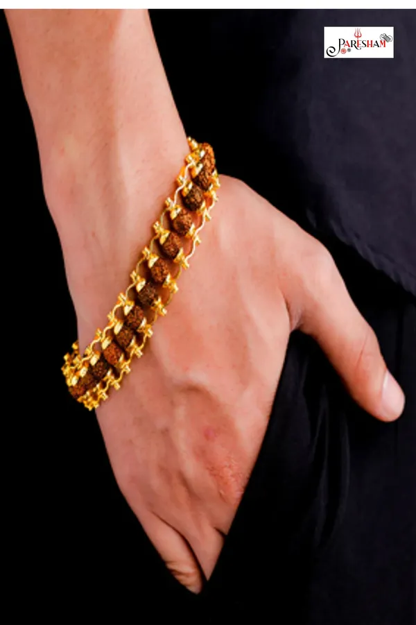 Brown_Gold_Plated_Modern_Rudraksha_Bracelet_|_5_Mukhi_Rudraksha_Beads