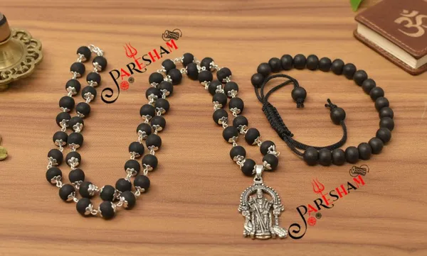 Black_Karungali_Mala_With_Silver_Murugan_Pendant_+_Karungali_Bracelet