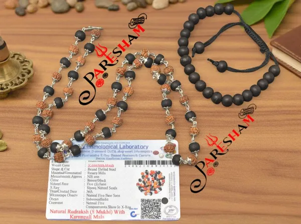 Divya_Raksha_Rudraksha_&_Karungali_Mala_with_Silver_Capping_+_Karungali_Bracelet_Combo