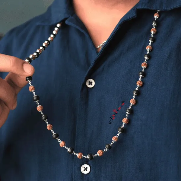 Karungali_Rudraksha_Silver_Plated_Mala_|_Original_Ebony_Rudraksh_Mala_Lab_Certified_Top_Quality