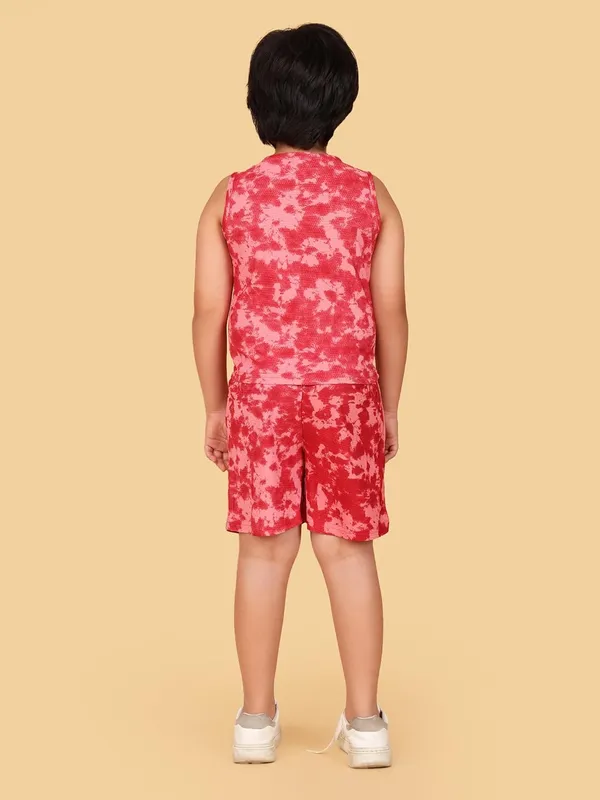 Red_Cotton_Tie_Dye_Tank_Top_And_Shorts_Set_For_Boys