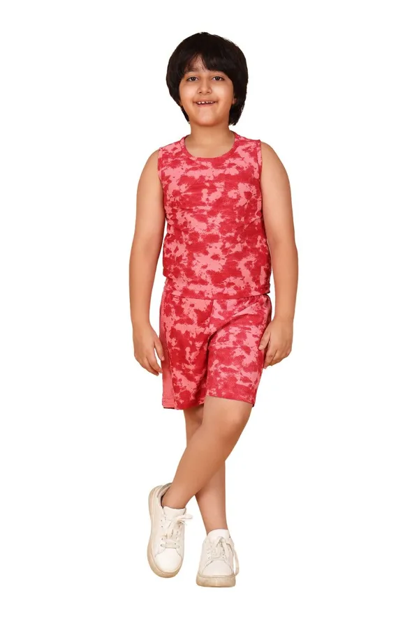Red_Cotton_Tie_Dye_Tank_Top_And_Shorts_Set_For_Boys
