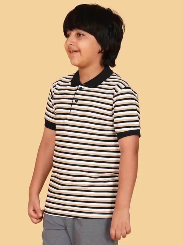 Camel_Striped_Cotton_Short_Sleeve_Round_Neck_T-Shirt_For_Boys