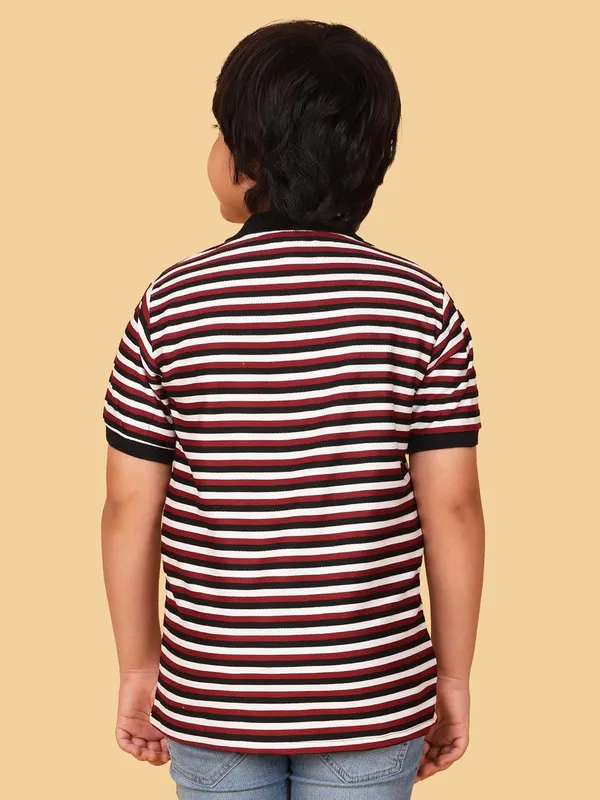 Wine_Striped_Cotton_Short_Sleeve_Round_Neck_T-Shirt_For_Boys
