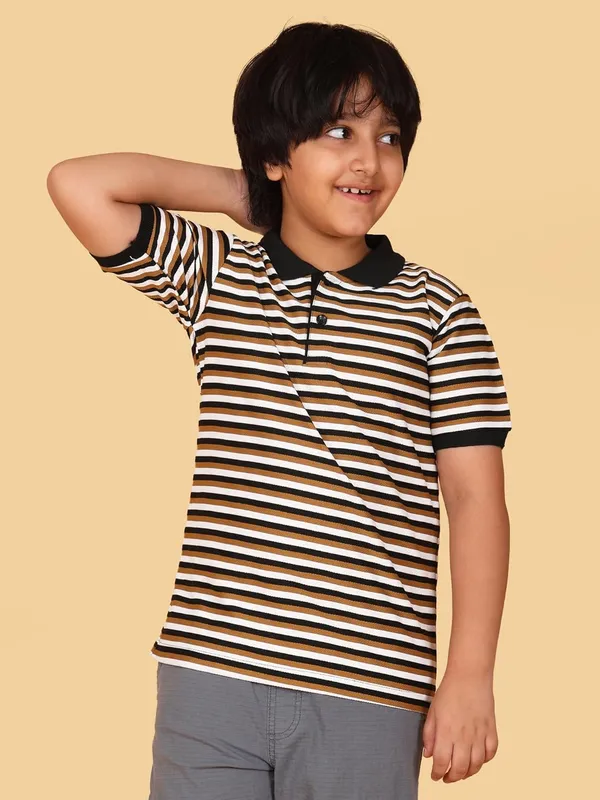 Mustard_Striped_Cotton_Short_Sleeve_Round_Neck_T-Shirt_For_Boys