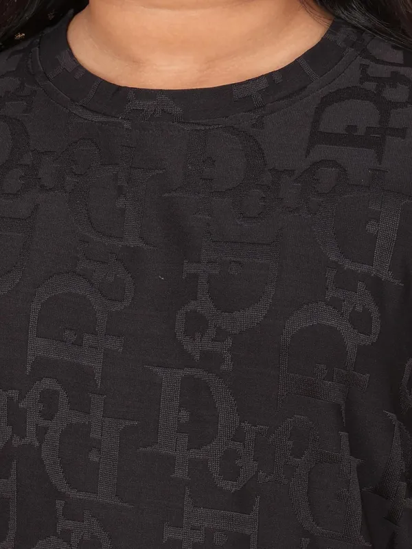 Black_Cotton_Short_Sleeve_T-Shirt_With_Shorts_Co-Ord_Set_For_Girls,_Casual_Summer_Outfit