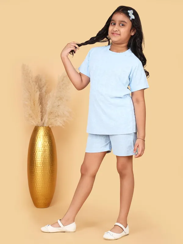 Sky_Cotton_Short_Sleeve_T-Shirt_And_Shorts_Co-Ord_Set_For_Girls