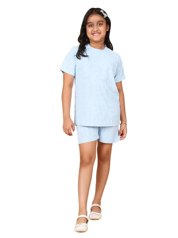 Sky_Cotton_Short_Sleeve_T-Shirt_And_Shorts_Co-Ord_Set_For_Girls