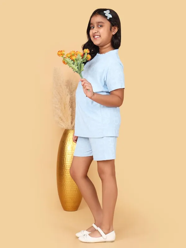 Sky_Cotton_Short_Sleeve_T-Shirt_And_Shorts_Co-Ord_Set_For_Girls