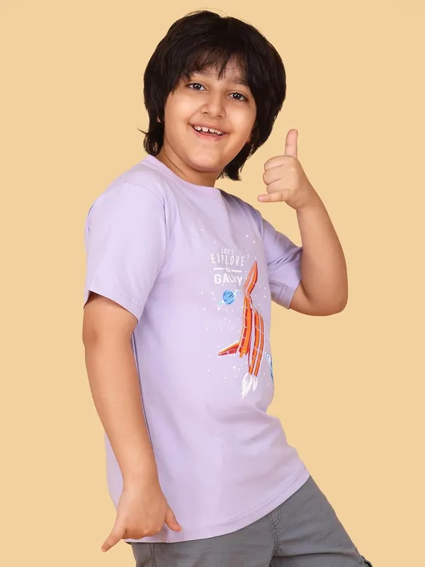 Peach_Cotton_Space_Galaxy_Print_Crew_Neck_Short_Sleeve_T-Shirt_For_Kids