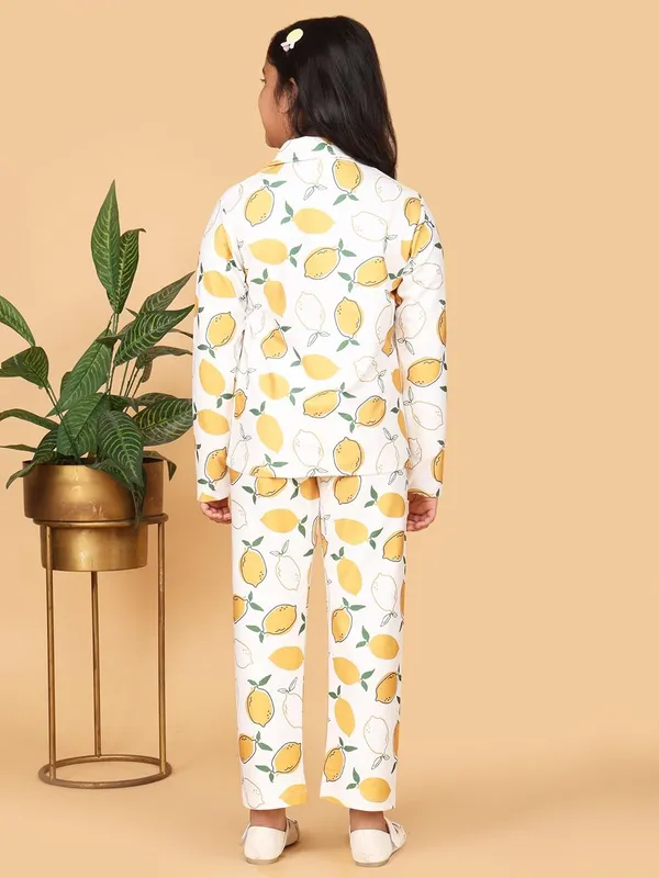 White_Lemon_Print_Cotton_Full_Sleeve_Shirt_With_Pants_Co-Ord_Set_For_Girls