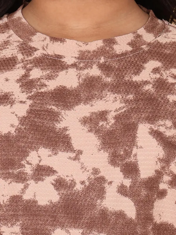 Brown_Cotton_Tie-Dye_Print_Short_Sleeve_Round_Neck_T-Shirt_For_Kids,_Regular_Fit,_Casual_Wear