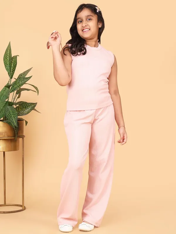 Pink_Sleeveless_Ribbed_With_Co-Ord_Set_Wide_Leg_Pants_For_Girls