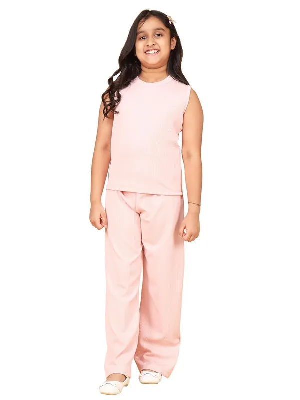 Pink_Sleeveless_Ribbed_With_Co-Ord_Set_Wide_Leg_Pants_For_Girls