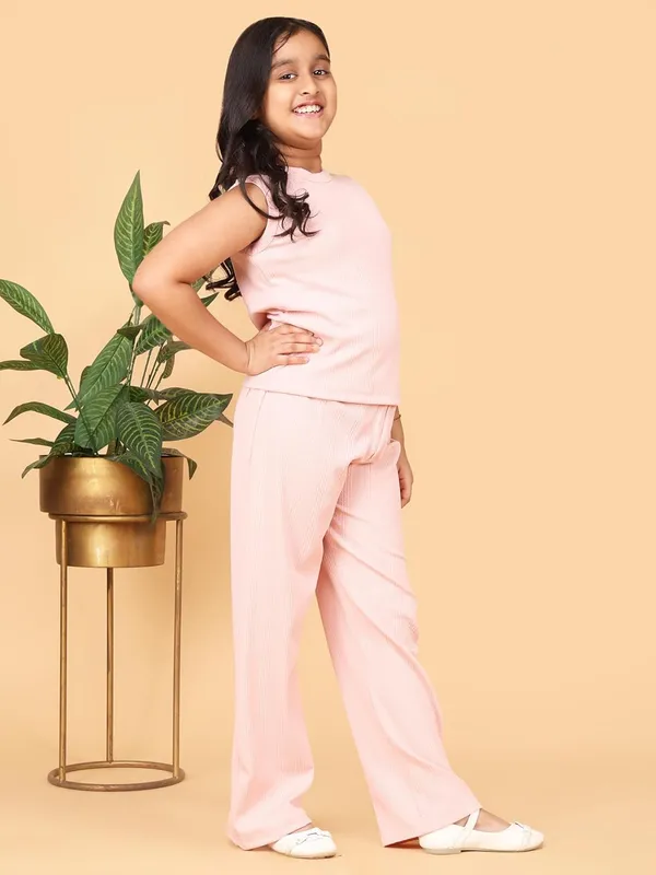Pink_Sleeveless_Ribbed_With_Co-Ord_Set_Wide_Leg_Pants_For_Girls