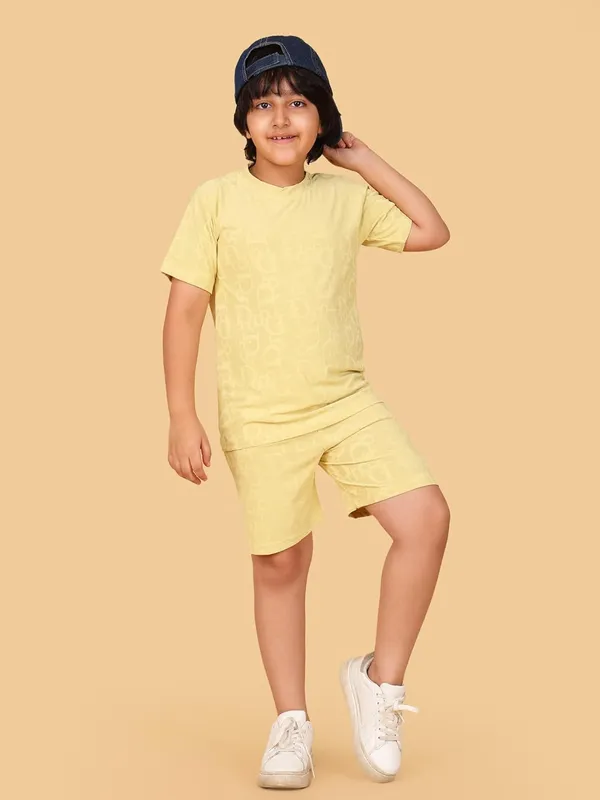 Lemon_Cotton_T-Shirt_And_Shorts_Co-Ord_Set_For_Boys