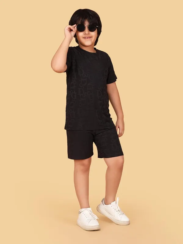 Black_Cotton_T-Shirt_And_Shorts_Co-Ord_Set_For_Boys