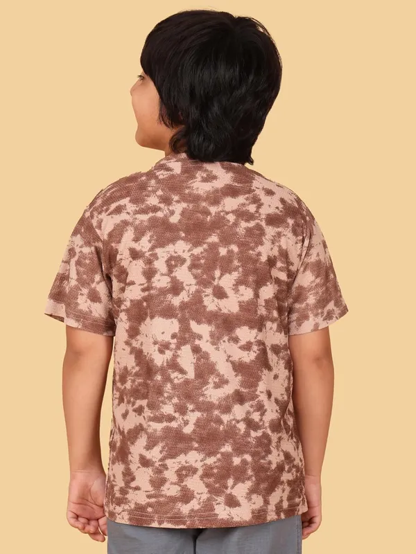 Brown_Soft_Cotton_Casual_Crew_Neck_Short_Sleeve_T-Shirt_For_Boys