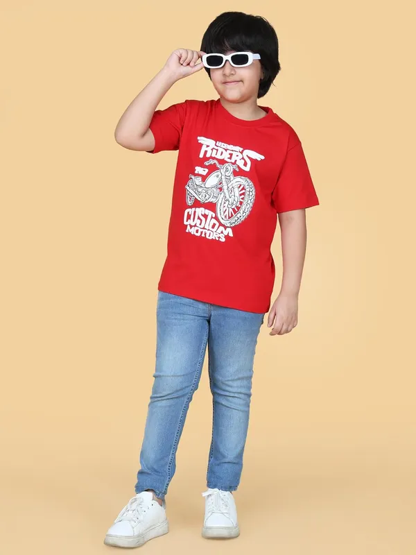 Red_Cotton_Cartoon_Graphic_Print_Short_Sleeve_Crew_Neck_T-Shirt_For_Boys