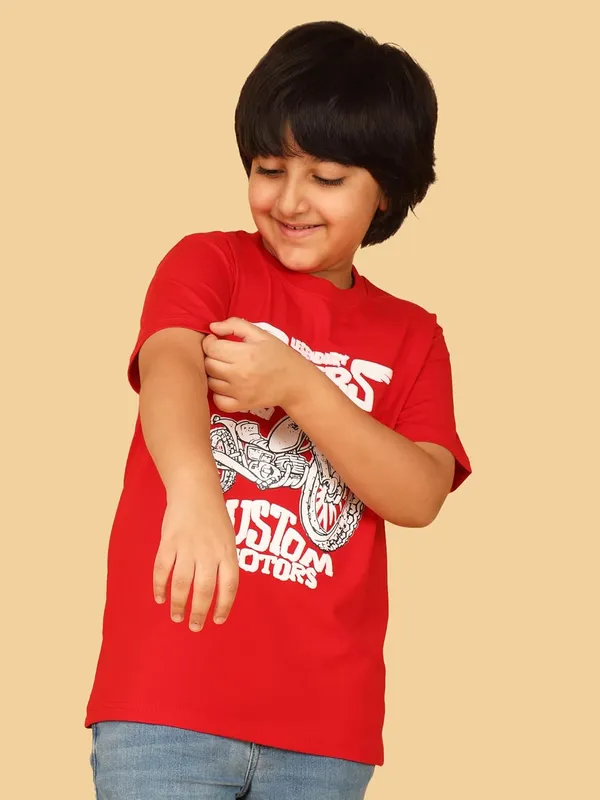 Red_Cotton_Cartoon_Graphic_Print_Short_Sleeve_Crew_Neck_T-Shirt_For_Boys