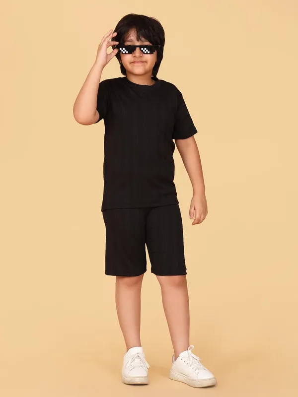 Black_&_Brown_Boys_Ribbed_Cotton_Jersey_T-Shirt_And_Shorts_Set