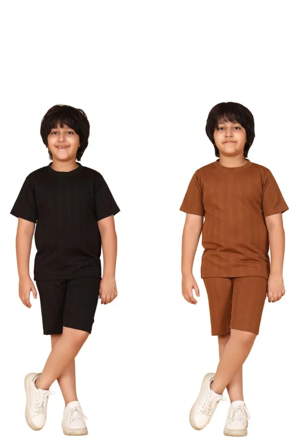 Black_&_Brown_Boys_Ribbed_Cotton_Jersey_T-Shirt_And_Shorts_Set