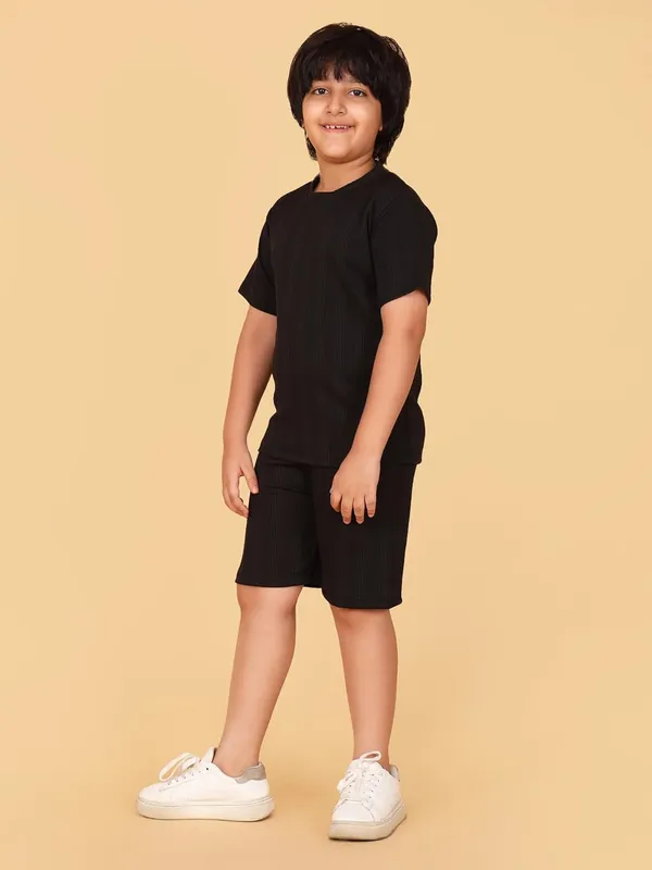 Black_&_Brown_Boys_Ribbed_Cotton_Jersey_T-Shirt_And_Shorts_Set