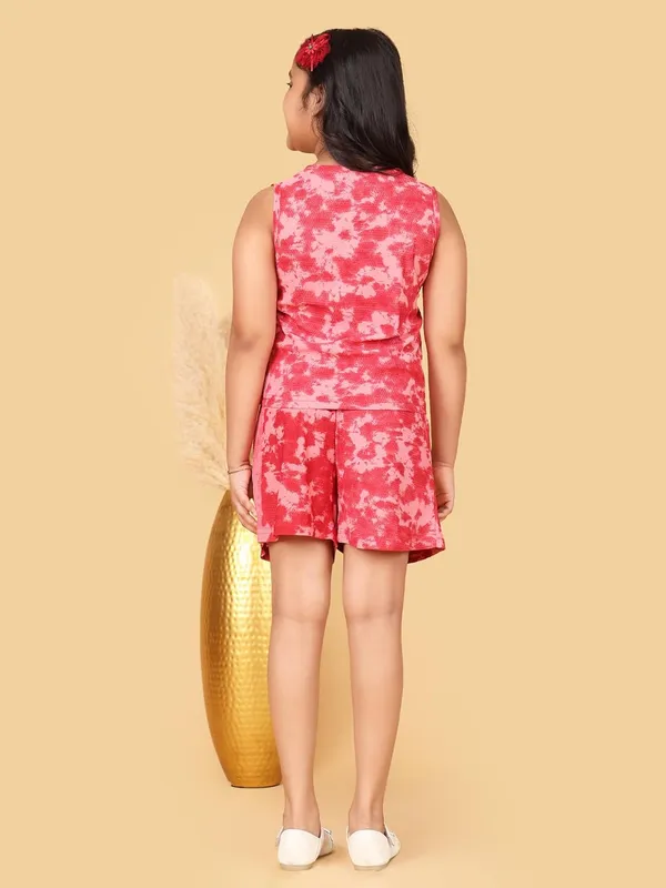 Red_Cotton_Jersey_Short_Sleeve_T-Shirt_With_Shorts_Summer_Set_For_Girls,_Regular_Fit,_Casual_Wear