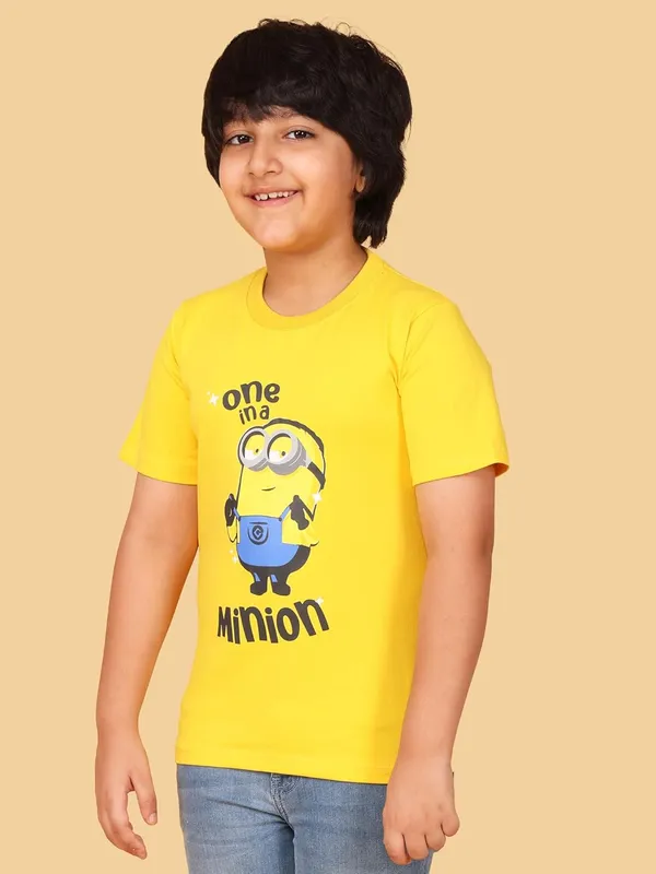 Yellow_Cotton_Graphic_Print_Spider_Design_Round_Neck_Half_Sleeve_T-Shirt_For_Kids