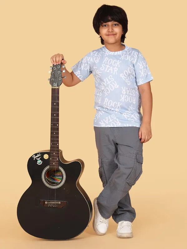 Sky_Cotton_Rock_Star_Print_Short_Sleeve_Round_Neck_T-Shirt_For_Kids