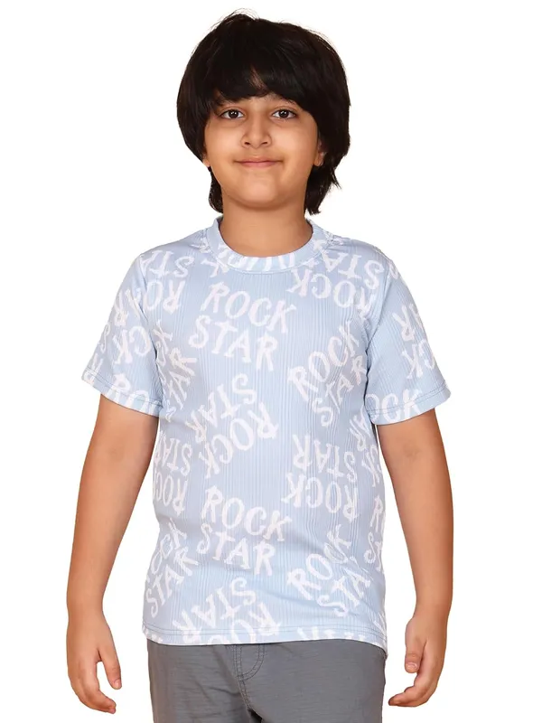 Sky_Cotton_Rock_Star_Print_Short_Sleeve_Round_Neck_T-Shirt_For_Kids