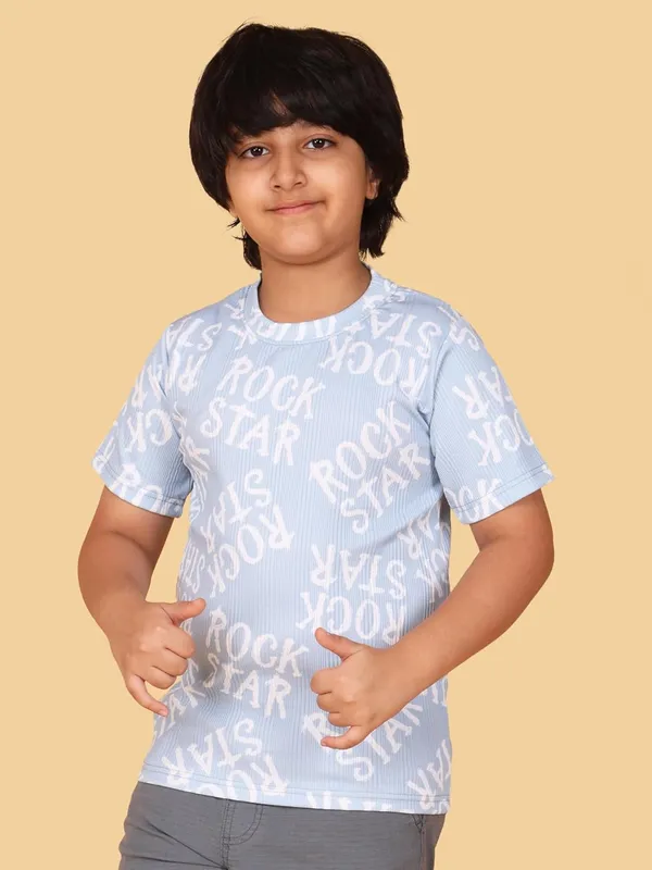 Sky_Cotton_Rock_Star_Print_Short_Sleeve_Round_Neck_T-Shirt_For_Kids