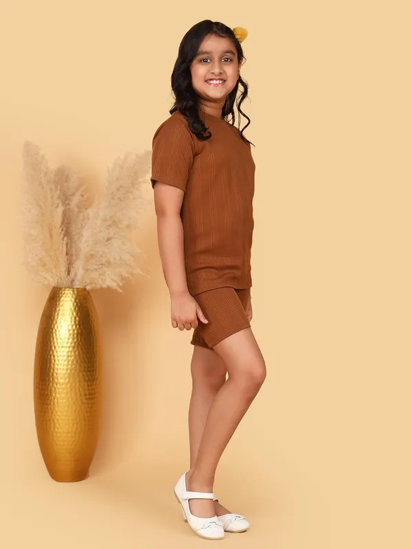 Brown_Girls_Cotton_Jersey_Summer_Set,_2_Piece_Regular_Fit_T-Shirt_And_Shorts
