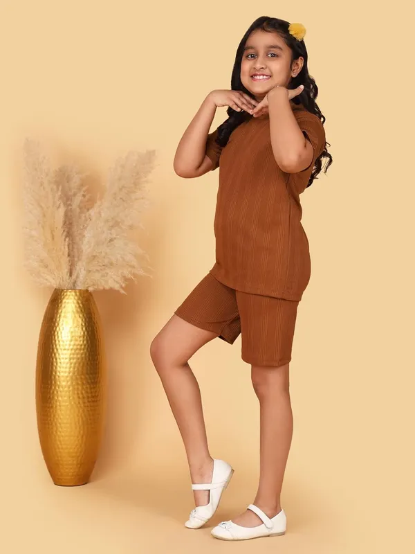 Brown_Girls_Cotton_Jersey_Summer_Set,_2_Piece_Regular_Fit_T-Shirt_And_Shorts