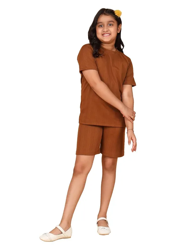 Brown_Girls_Cotton_Jersey_Summer_Set,_2_Piece_Regular_Fit_T-Shirt_And_Shorts