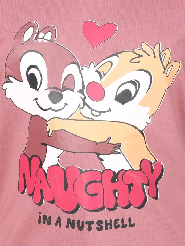 Peach_Cotton_Round_Neck_Half_Sleeve_Cartoon_Character_Print_T-Shirt_For_Kids