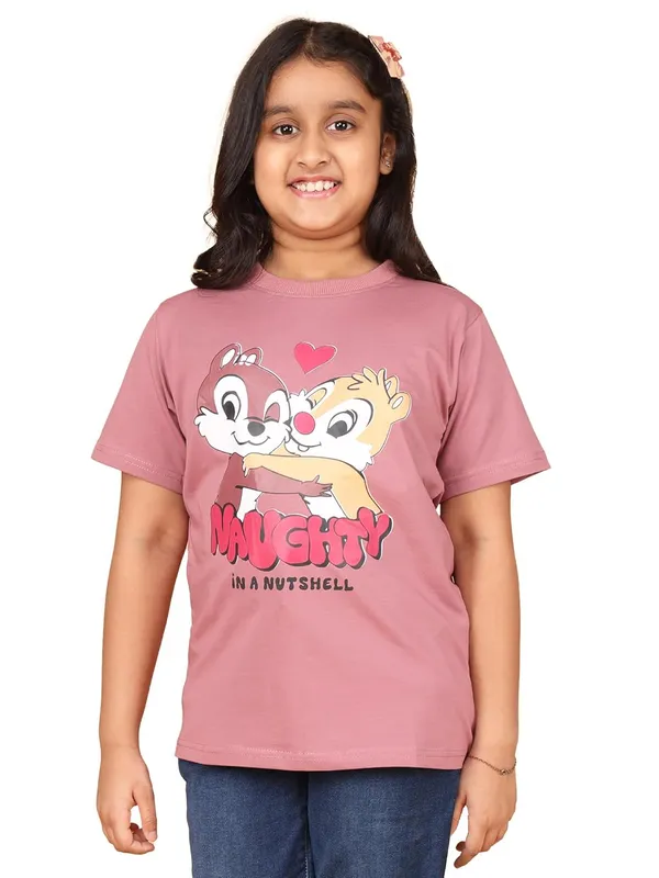 Peach_Cotton_Round_Neck_Half_Sleeve_Cartoon_Character_Print_T-Shirt_For_Kids