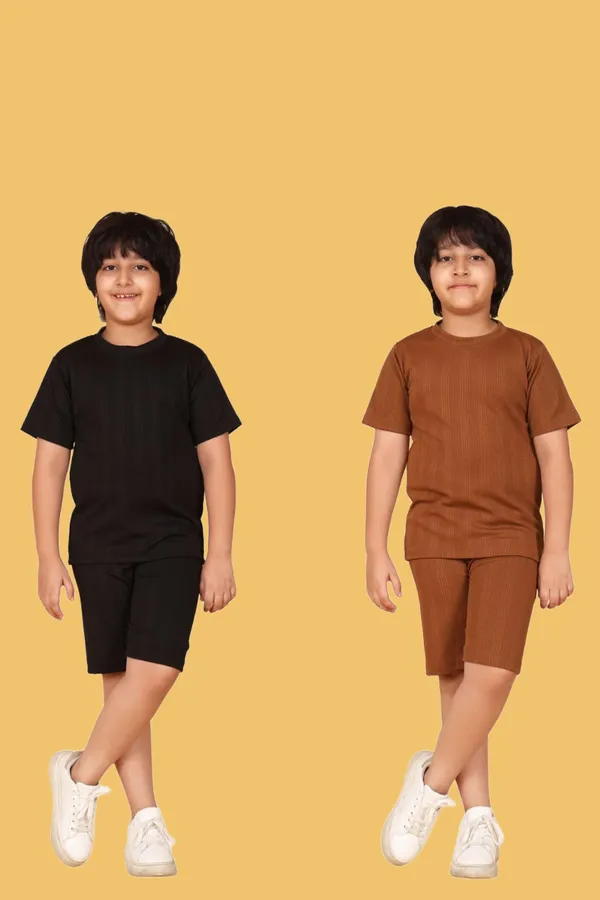 Black_&_Brown_Boys_Ribbed_Cotton_Jersey_T-Shirt_And_Shorts_Set