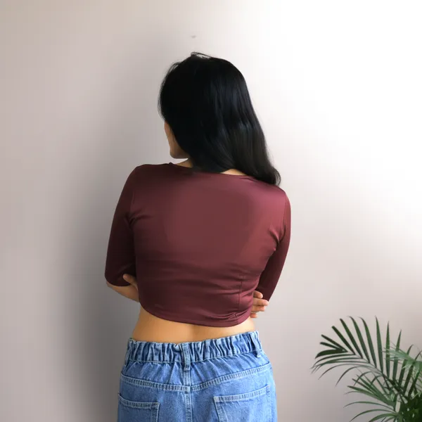 Brown_Rozana_Pure_Cotton_Short_Sleeve_Blouse