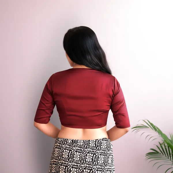 Maroon_Rozana_Pure_Cotton_Short_Sleeve_Blouse