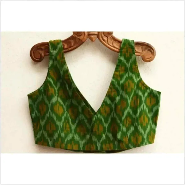 Green_Ikkat_Cotton_Sleeveless_Blouse