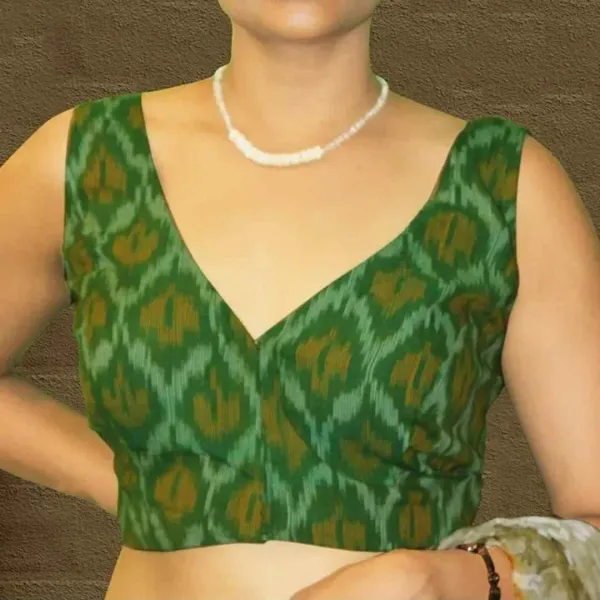 Green_Ikkat_Cotton_Sleeveless_Blouse