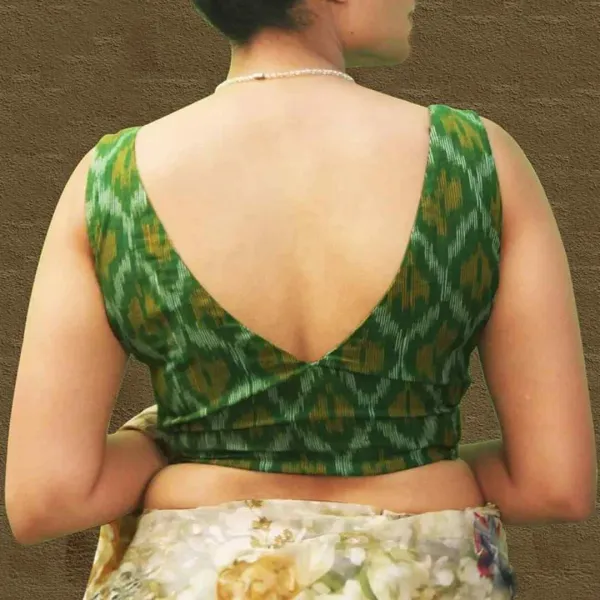 Green_Ikkat_Cotton_Sleeveless_Blouse