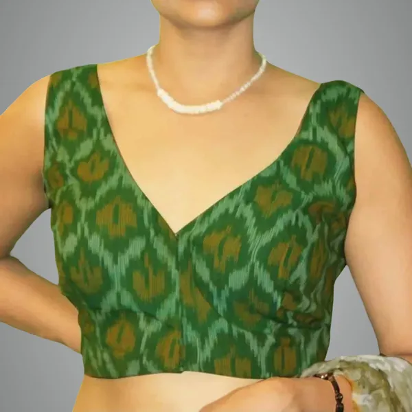 Green_Ikkat_Cotton_Sleeveless_Blouse