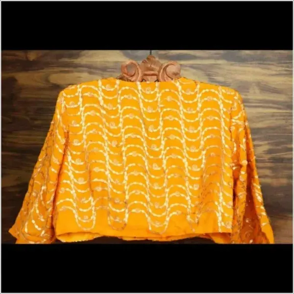 Yellow_Pure_Chinon_Chiffon_Elbow_Sleeve_Blouse